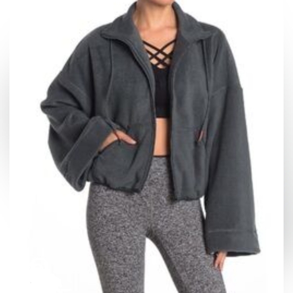 Free People Movement Climb High Fleece Jacke Women's Gray Zip-Up Jacket - Picture 1 of 13